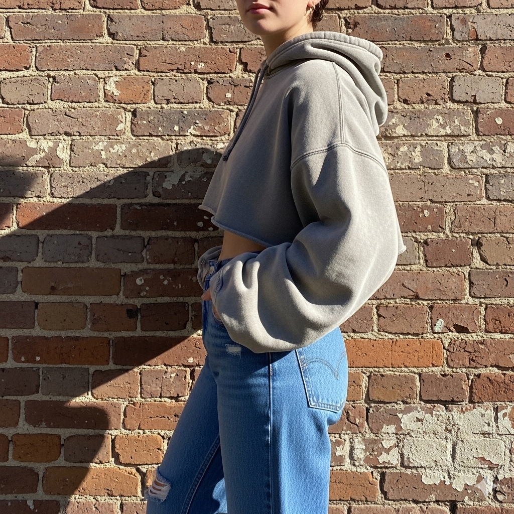 Lunar" Cropped Hoodie - Cozy Oversized Fit with Vintage Wash